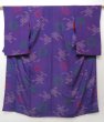 Photo1: 0913T04z560 Vintage Japanese Kimono Silk KOMON Purple-Blue Shippo (1)