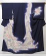 Photo2: 1614T02z910 Japanese Kimono Silk TSUKESAGE Dark navy-purple Peacock (2)