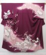 Photo1: 1424T10z970 Japanese Kimono Silk TSUKESAGE Dark purple Peony (1)