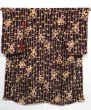 Photo1: 0524N04z510 Vintage Japanese Kimono Silk KOMON Dark grape Ivy (1)