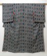 Photo1: 1026T09z600 Vintage Japanese Kimono Silk KOMON Dark blue Black (1)