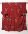 Photo1: 0716T02z500 Vintage Japanese Kimono Silk KOMON Red-Brown Flower (1)