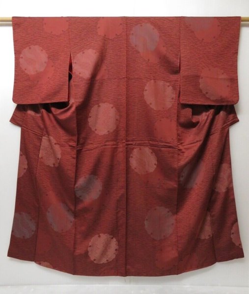 Photo1: 0616T07z690 Vintage Japanese Kimono Silk KOMON Brown Yukiwa (1)