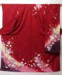 Photo1: 0305N01z1220 Japanese Kimono Silk FURISODE Dark red Sakura (1)