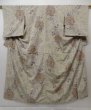 Photo1: 1022T08z940 Vintage Japanese Kimono Silk KOMON Light gray Rose (1)