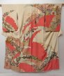 Photo1: 0616T08z880 Vintage Japanese Kimono Silk HOUMONGI Sand beige Yukiwashibakusa (1)