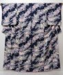 Photo1: 1501T07z900 Japanese Kimono Silk KOMON Navy Peony (1)