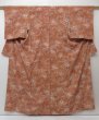 Photo2: 1614T07z940 Japanese Kimono Crepe Silk KOMON Light brown Camellia (2)