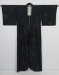 Photo7: 0202N05z620 Vintage Japanese Kimono Silk HITOE TSUMUGI Dark green-gray (7)