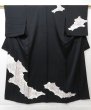 Photo1: 1328T07z640 Japanese Kimono Silk HITOE TSUKESAGE Black Flowers (1)