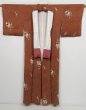 Photo9: 0525N06z590 Vintage Japanese Kimono Silk KOMON Orange-Brown Leaf (9)