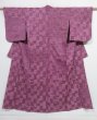 Photo1: 0323N02z730 Vintage Japanese Kimono Wool KOMON Pink Dark purle Ichimathu (1)