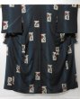 Photo1: 0617T10z860 Vintage Japanese Kimono Silk OMESHI KOMON Blue-Gray (1)