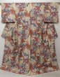 Photo2: 1602T05z930 Japanese Kimono Silk KOMON Orange-Brown Flowers (2)