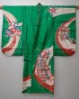 Photo7: 0621N03z690 Vintage Japanese Kimono Synthetic Girl's  Green Royal cart (7)