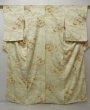 Photo1: 1417T08z820 Vintage Japanese Kimono Silk KOMON Light Cream Chrysanthemum (1)