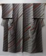 Photo1: 0713N10z870 Vintage Japanese Kimono Silk KOMON Gray Gradation (1)