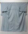 Photo1: 0108H08z430 Japanese Kimono Synthetci See through KOMON Light blue Stripe (1)