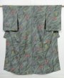 Photo1: 0127N07z860 Vintage Japanese Kimono Silk KOMON Gray Flower (1)