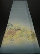 Photo7: 2T03z70  Japanese Kimono Silk  FABRIC Scenery Blue-Gray 44.9x14.6 (7)