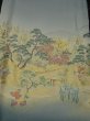 Photo1: 2T02z70  Japanese Kimono Silk  FABRIC Scenery Blue-Gray 44.9x14.6 (1)