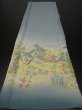 Photo7: 2T02z70  Japanese Kimono Silk  FABRIC Scenery Blue-Gray 44.9x14.6 (7)