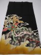 Photo6: 2F01z170 Vintage Japanese Kimono Silk  FABRIC Phoenix Black 49.6" (6)