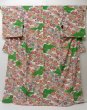 Photo1: 2009T07z1030  Japanese Kimono Crepe Silk KOMON Kyo-Bingata Green (1)