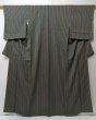 Photo2: 2010T07z930 Vintage Japanese Kimono Silk KOMON Stripe Black (2)