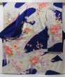 Photo1: 2206T08z1110  Japanese Kimono Silk FURISODE Peony Dark lavender blue (1)