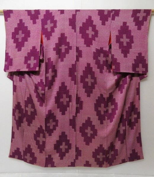 Photo1: 0614T05z650 Vintage Japanese Kimono Silk KOMON Grape (1)