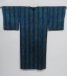 Photo2: 1328i06z450 Vintage Japanese Kimono Silk LONG HAORI COAT Dark Blue Stripe (2)