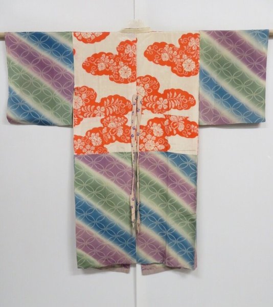 Photo1: 0829i06z460 Vintage Japanese Kimono Silk JUBAN  Shippo (1)