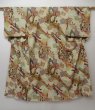 Photo1: 1331T10z680 Vintage Japanese Kimono Silk KOMON Off-white Water wheel (1)