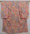 Photo1: 0909i04z900 Japanese Kimono Silk KOMON Coral pink Flowers (1)