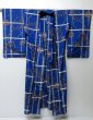 Photo9: 0301H08z330 Vintage Japanese Kimono Silk MEISEN HITOE KOMON Blue Nadeshiko (9)