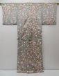 Photo10: 1614T04z1010  Japanese Kimono Silk TSUKESAGE Light gray Plum branch (10)