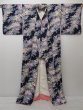 Photo10: 1501T07z900 Japanese Kimono Silk KOMON Navy Peony (10)