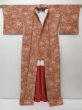 Photo8: 1614T07z940 Japanese Kimono Crepe Silk KOMON Light brown Camellia (8)