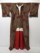 Photo8: 1328T10z860 Unused Japanese Kimono Silk TSUMUGI Light brown Camellia (8)