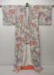 Photo8: 1215T09z870 Japanese Kimono Silk KOMON Off-white Flowers (8)