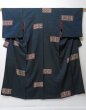 Photo1: 1119H05z800 Vintage Japanese Kimono Silk KOMON Dark green (1)