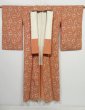 Photo6: 0417N01z810 Vintage Japanese Kimono Silk KOMON Coral orange Flower (6)