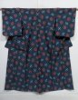 Photo1: 0203N10z770 Vintage Japanese Kimono Wool KOMON Slategray Camellia (1)