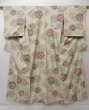 Photo1: 1402T08z840 Vintage Japanese Kimono Silk KOMON Ecru beige Flower (1)