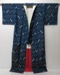 Photo8: 0604N10z900 Vintage Japanese Kimono Silk TSUMUGI Navy Kasuri (8)