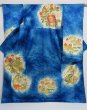 Photo1: 1208i04z1090 Vintage Japanese Kimono Rinzu Silk FURISODE Blue Flowers (1)