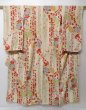 Photo1: 0614N08z740 Vintage Japanese Kimono Silk Girl's FURISODE Off-white Wisteria (1)