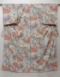 Photo1: 1215T09z870 Japanese Kimono Silk KOMON Off-white Flowers (1)