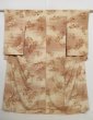 Photo1: 1128N06z630 Vintage Japanese Kimono Silk KOMON Lihgt cream Flower (1)